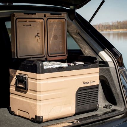 Draagbaar autokoelkast met LCD scherm 39 l 230V/12V/24V bruin