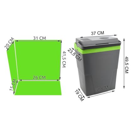 Draagbare autokoelbox 22 l 55W/12V/230V grijs/groen