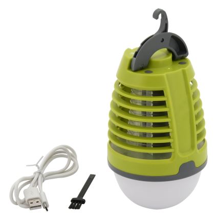 Draagbare oplaadbare LED-lamp met insectenvanger LED/2W/3,7V 1800 mAh IPX4 groen