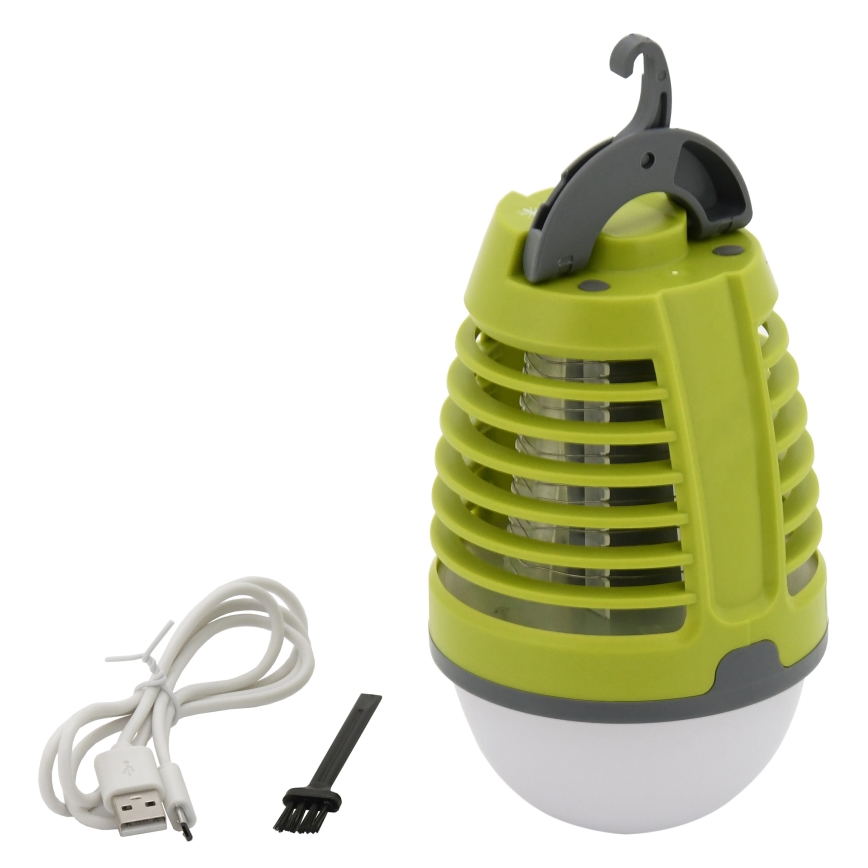 Draagbare Oplaadbare LED lamp met Insectenval LED/2W/3,7V 1800 mAh IPX4 groen