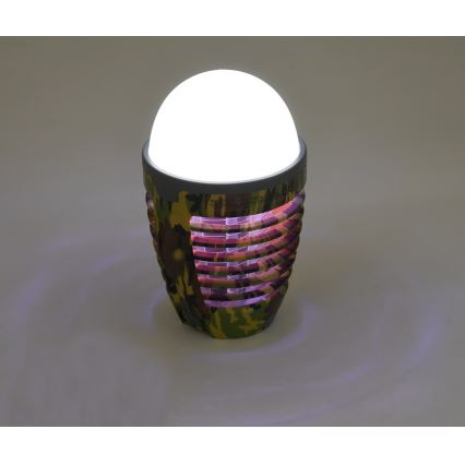 LED Draagbare oplaadbare lamp met insectenvanger LED/2W/3,7V 1800 mAh IPX4 camouflage