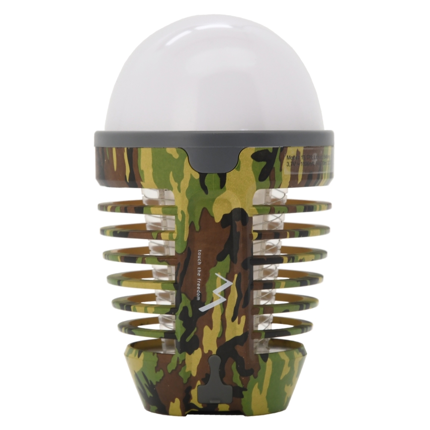 LED Draagbare oplaadbare lamp met insectenvanger LED/2W/3,7V 1800 mAh IPX4 camouflage