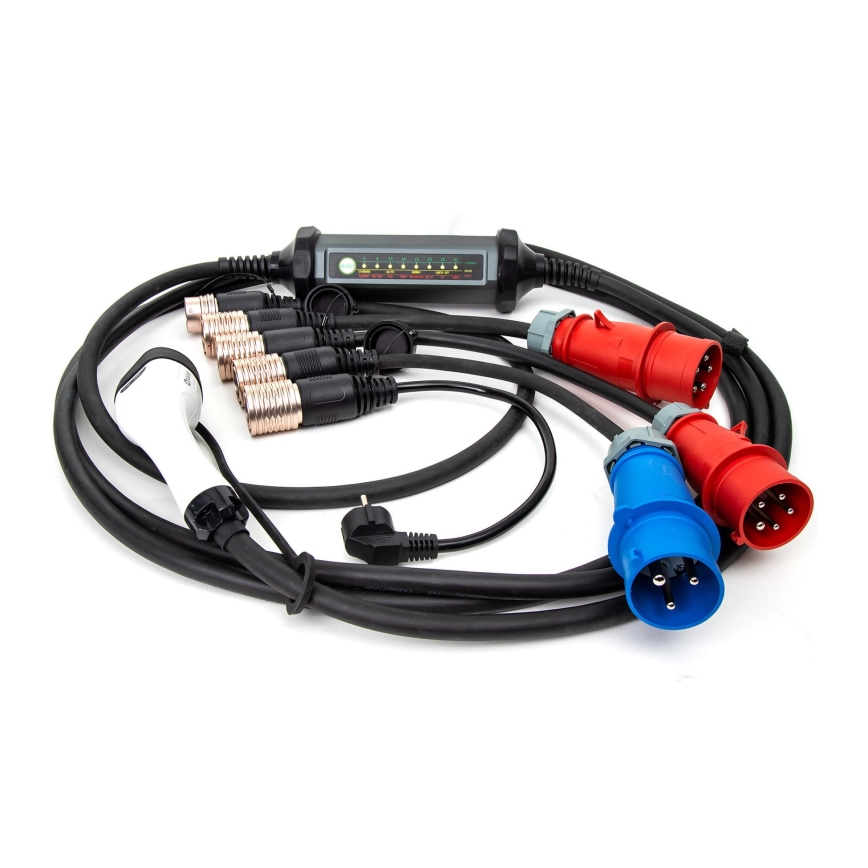 Draagbare oplader voor elektrische auto's met 4 adapters Type 2 32A/480V 22kW 5m IP67