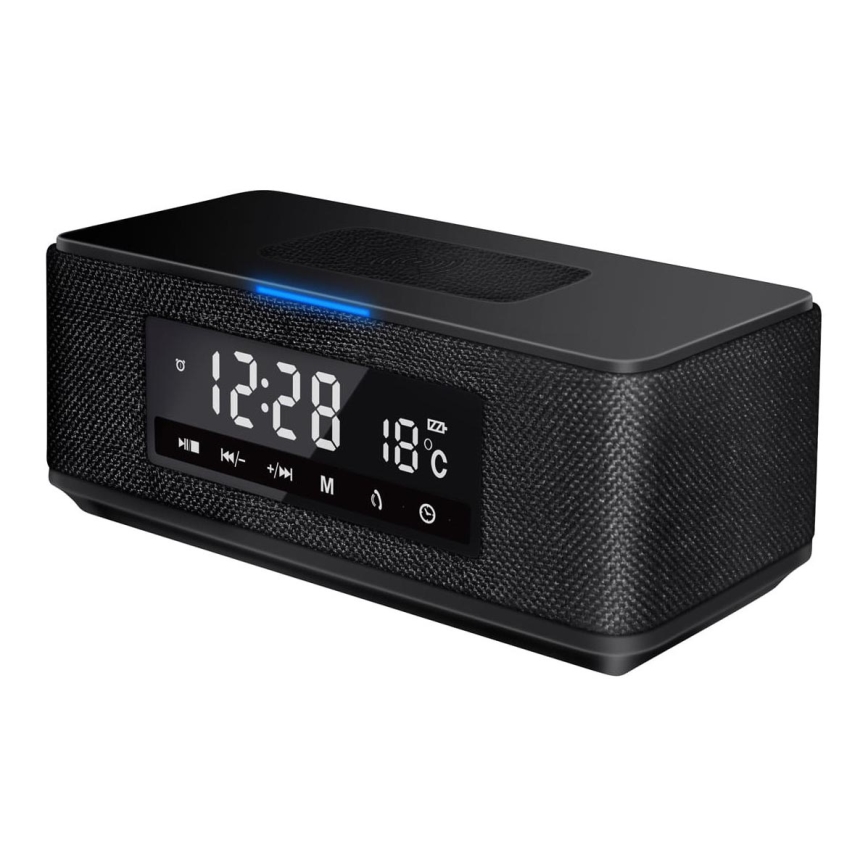 Draagbare speaker met LCD-display, wekker en draadloos opladen 6-in-1 10W/3600 mAh