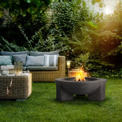 Draagbare vuurschaal met rooster 74 x 30 cm, zwart/donker graniet