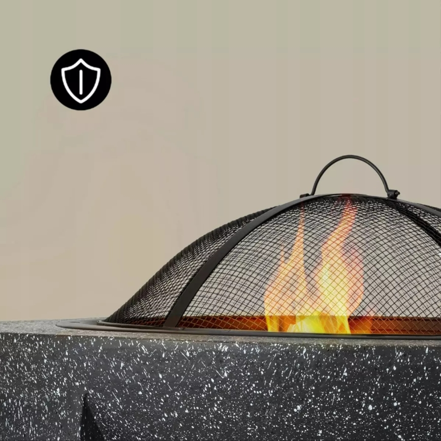 Draagbare vuurschaal met rooster 74 x 30 cm, zwart/donker graniet