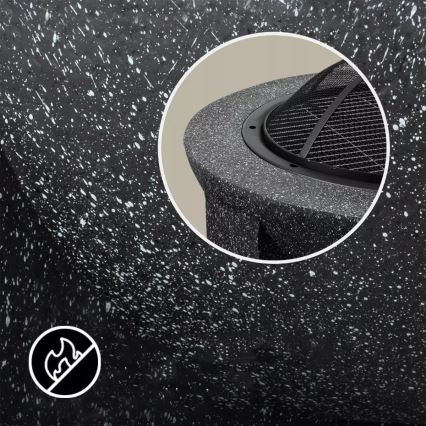 Draagbare vuurschaal met rooster 74 x 30 cm, zwart/donker graniet