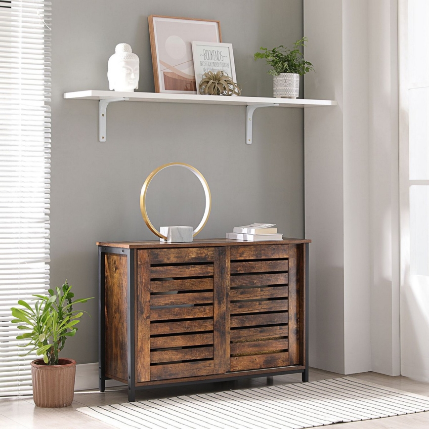 Dressoir met schuifdeuren FIRA bruin/zwart