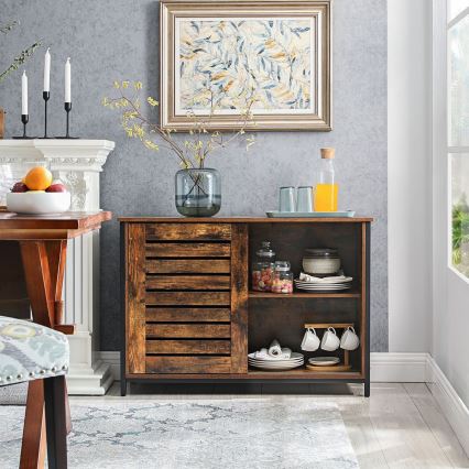 Dressoir met schuifdeuren FIRA bruin/zwart