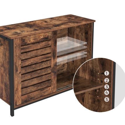Dressoir met schuifdeuren FIRA bruin/zwart