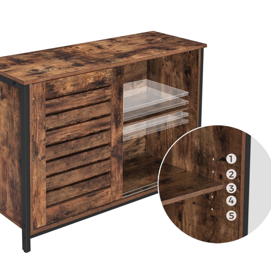 Dressoir met schuifdeuren FIRA bruin/zwart