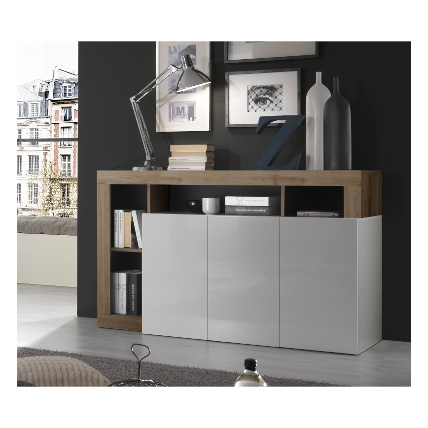 Dressoir LENOR wit/eiken