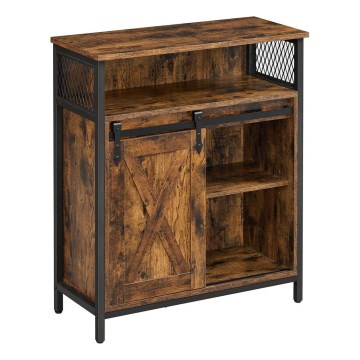 Dressoir met schuifdeur FIRA bruin/zwart