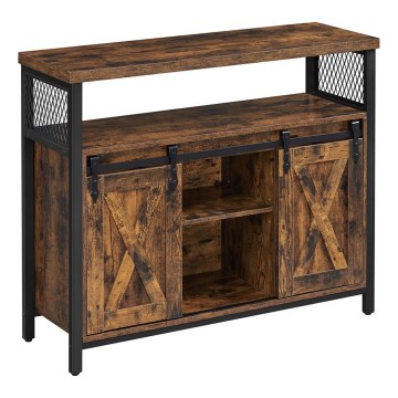 Dressoir met schuifdeuren FIRA 100x80x33 cm bruin/zwart