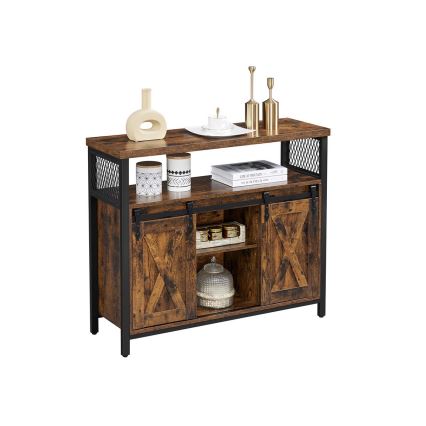 Dressoir met schuifdeuren FIRA 100x80x33 cm bruin/zwart