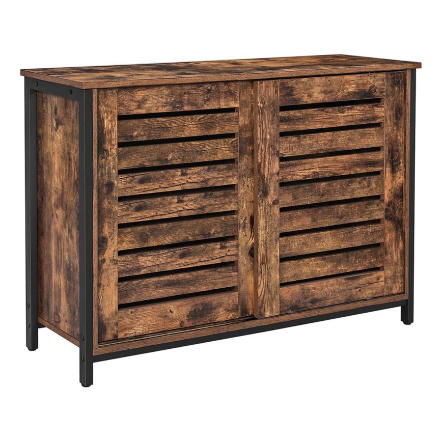 Dressoir met schuifdeuren FIRA bruin/zwart