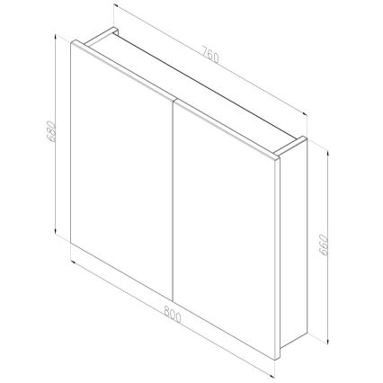 Dřevojas - Armoire de salle de bains à miroir NEXI 80x68 cm chêne foncé