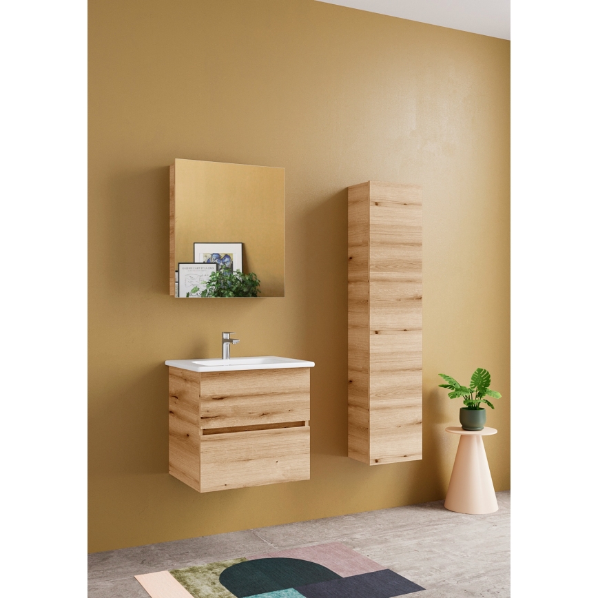 Dřevojas - Armoire murale de salle de bains ZYLO 35 x 155 cm chêne