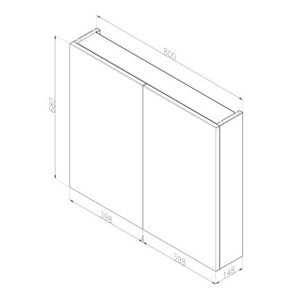 Dřevojas - Meuble de salle de bains à miroir NEXI 80x68 cm, chêne