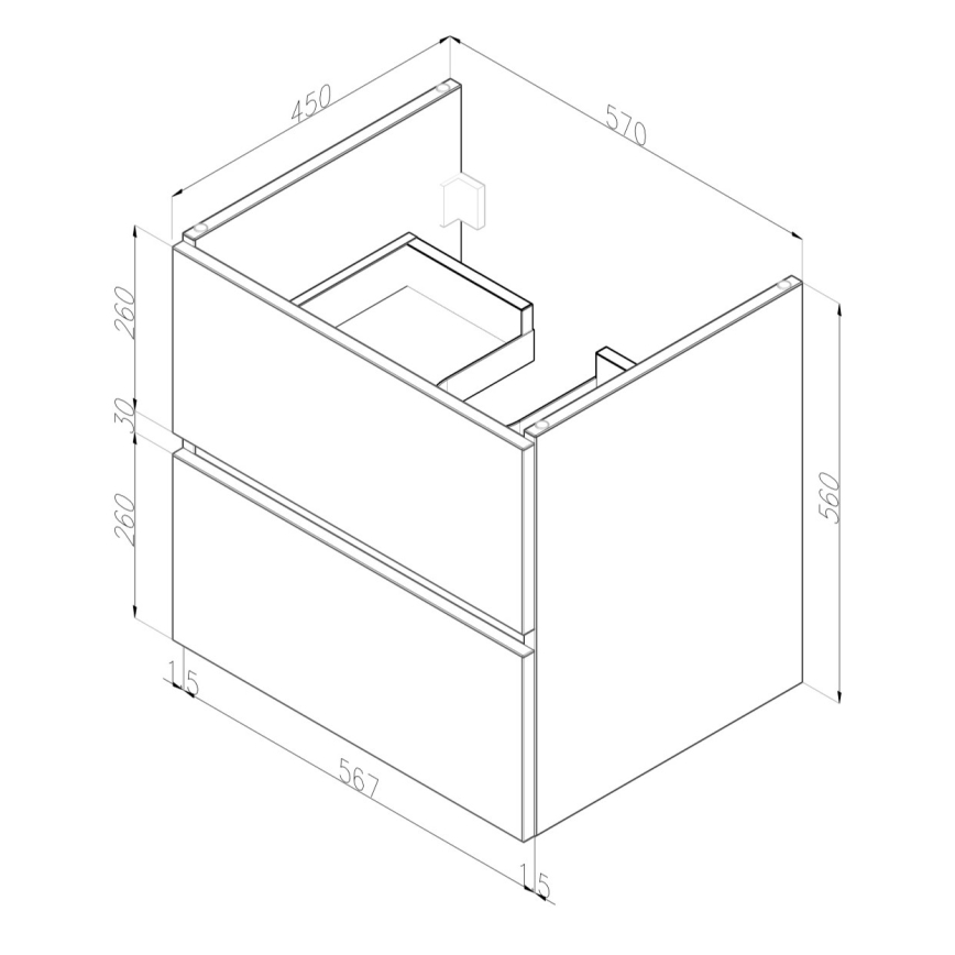 Dřevojas - Meuble de salle de bains avec lavabo BANO 60x47 cm blanc