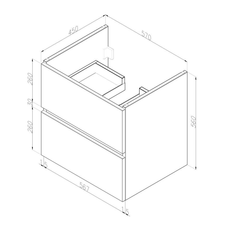 Dřevojas - Meuble de salle de bains avec lavabo BANO 60x47 cm chêne/blanc