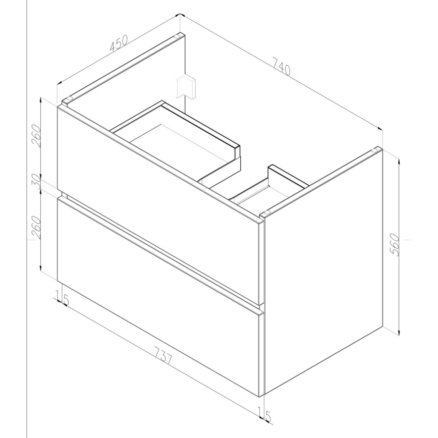 Dřevojas - Meuble de salle de bains avec lavabo BANO 78x47 cm chêne foncé/blanc