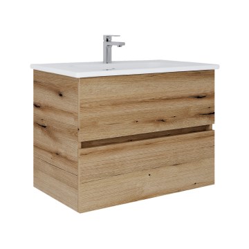 Dřevojas - Meuble de salle de bains avec vasque BANO 78x47 cm chêne/blanc