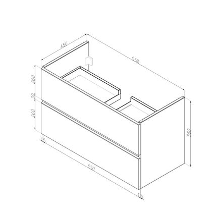 Dřevojas - Meuble de salle de bains BANO 100 x 47 cm avec lavabo, chêne foncé/blanc