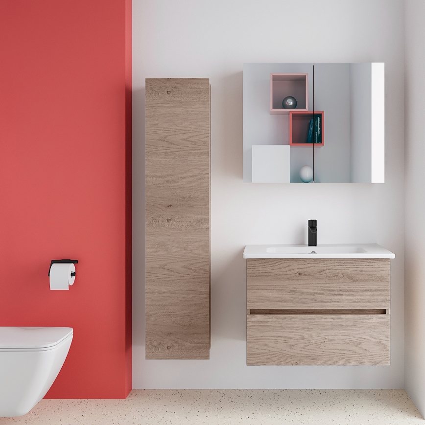 Dřevojas - Meuble-lavabo BANO 78x47 cm chêne foncé/blanc