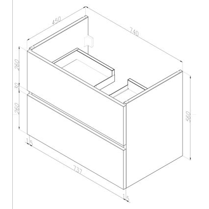 Dřevojas - Meuble-lavabo BANO 78x47 cm chêne foncé/blanc