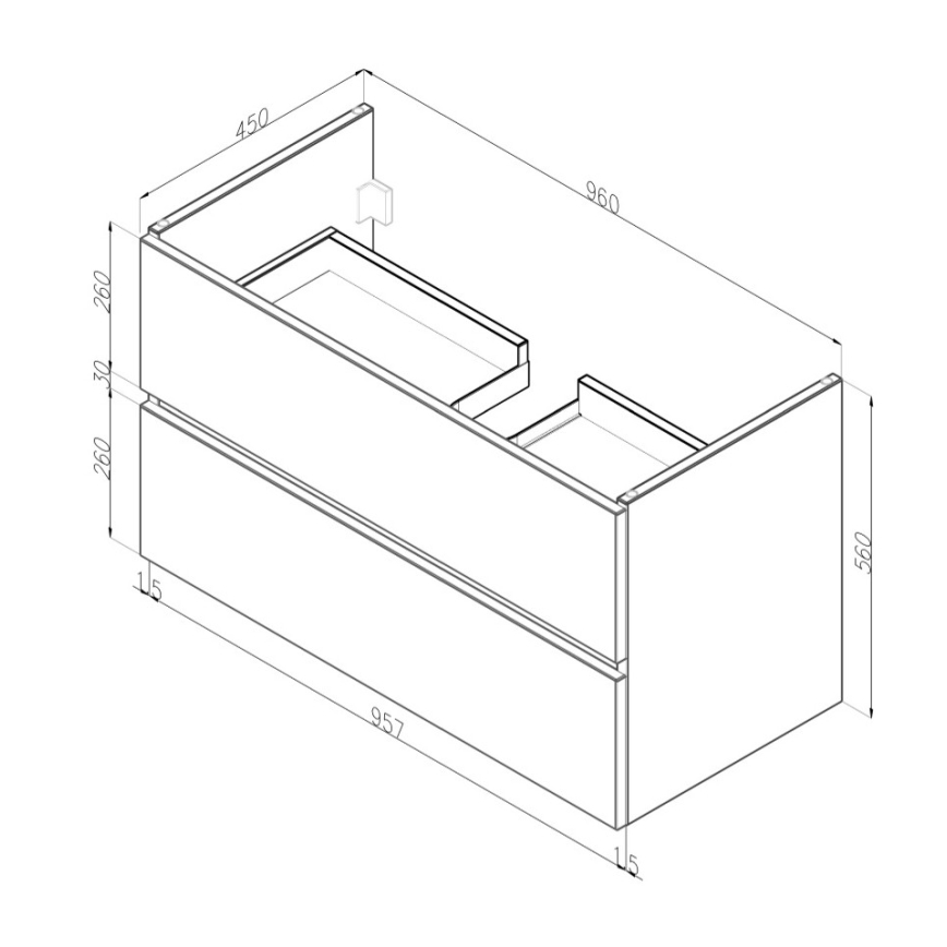 Dřevojas - Meuble vasque BANO 100x47 cm chêne/blanc