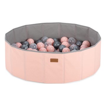 Droog zwembad voor kinderen met speelballen diameter 80 cm roze/grijs