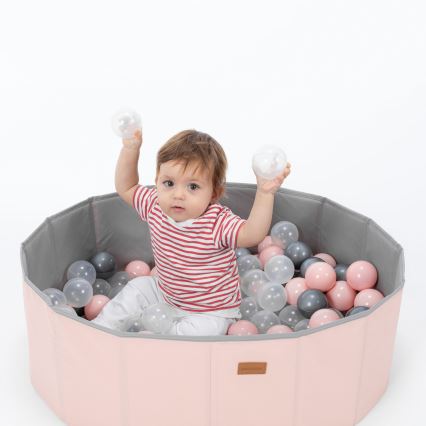 Droog zwembad voor kinderen met speelballen diameter 80 cm roze/grijs