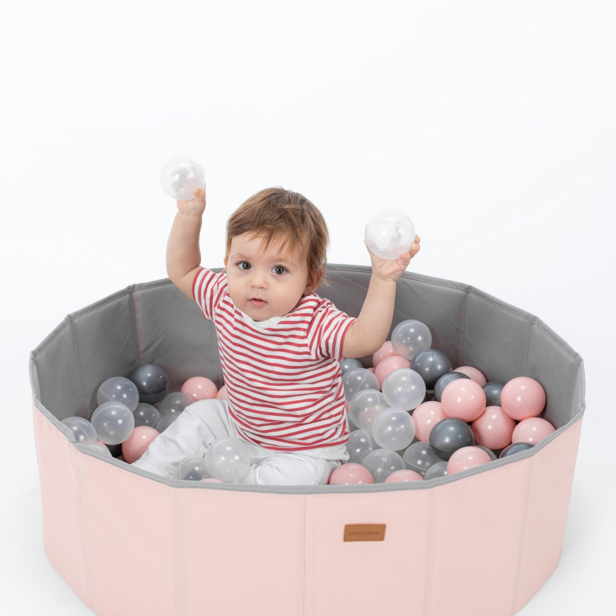 Droog zwembad voor kinderen met speelballen diameter 80 cm roze/grijs