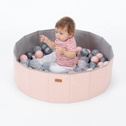 Droog zwembad voor kinderen met speelballen diameter 80 cm roze/grijs