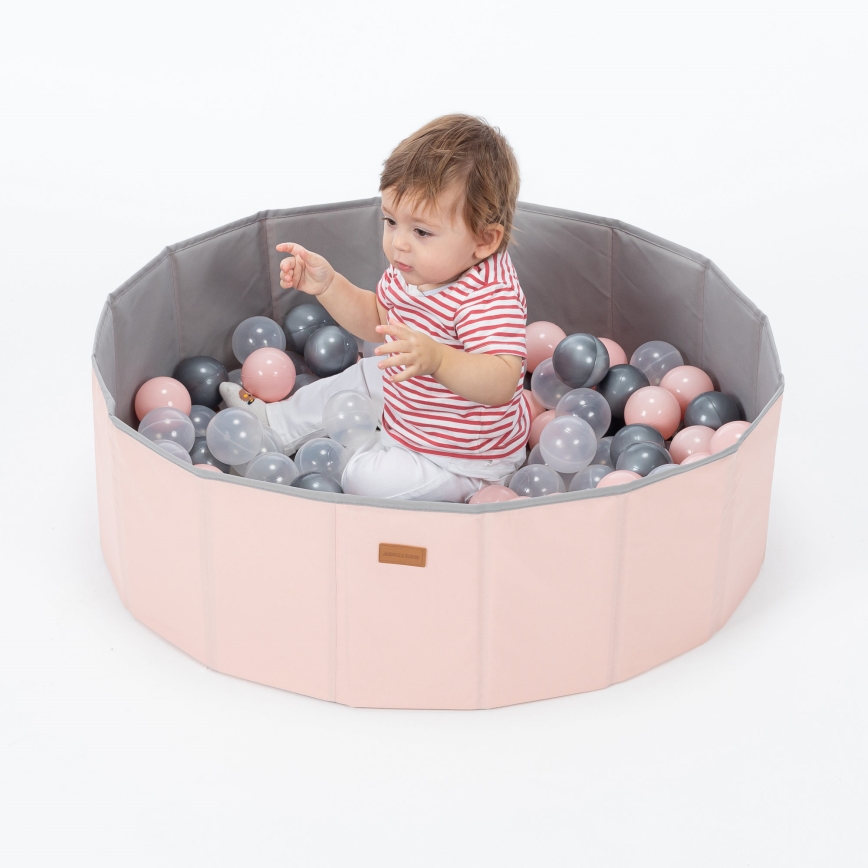 Droog zwembad voor kinderen met speelballen diameter 80 cm roze/grijs