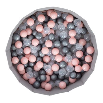 Droog zwembad voor kinderen met speelballen diameter 80 cm roze/grijs