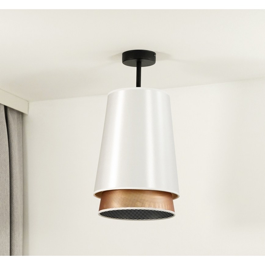Duolla - Bevestigde hanglamp BELL SHINY 1xE27/15W/230V diameter 25 cm wit/koper
