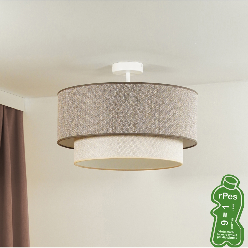 Duolla - Bevestigde hanglamp BOHO ECO RECYCLING 1xE27/15W/230V diameter 45 cm bruin/crème