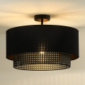 Duolla - Bevestigde hanglamp BOHO RATTAN 1xE27/15W/230V diameter 45 cm zwart