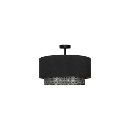 Duolla - Bevestigde hanglamp BOHO RATTAN 1xE27/15W/230V diameter 45 cm zwart