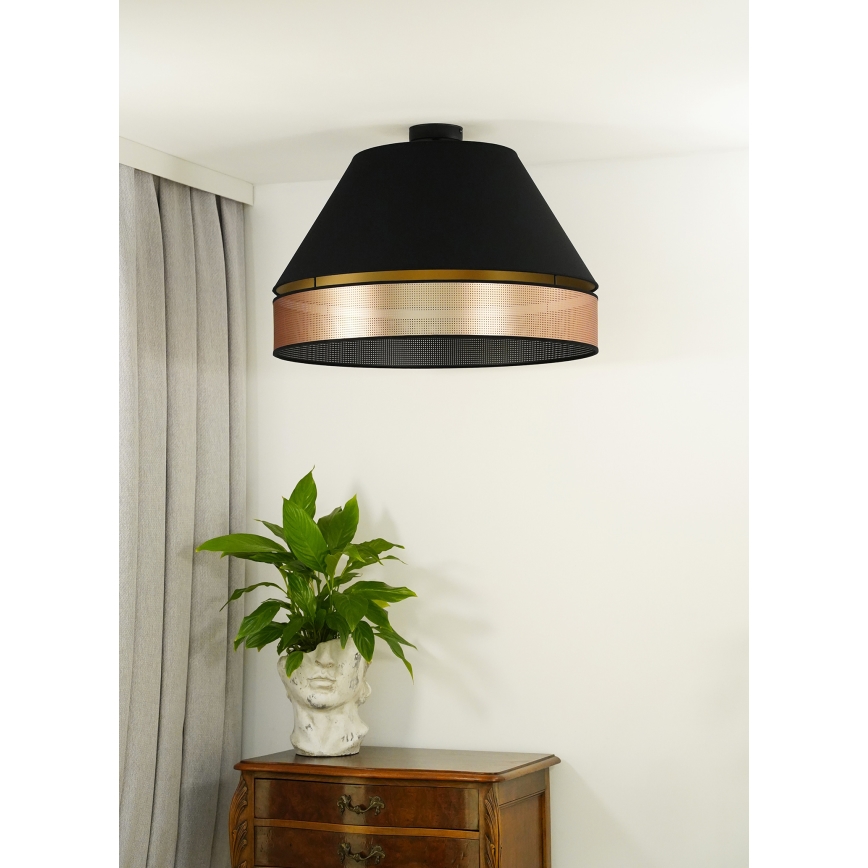 Duolla - Bevestigde hanglamp COPPER SHINY 1xE27/15W/230V diameter 60 cm zwart/koper