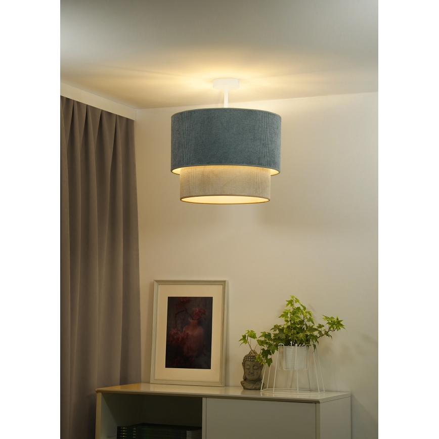 Duolla - Bevestigde hanglamp CORDUROY 1xE27/15W/230V diameter 40 cm blauw/beige