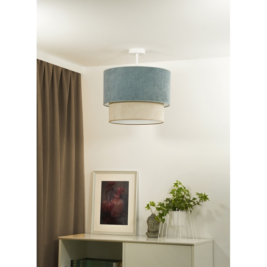 Duolla - Bevestigde hanglamp CORDUROY 1xE27/15W/230V diameter 40 cm blauw/beige