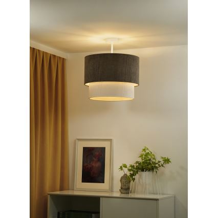 Duolla - Bevestigde hanglamp CORDUROY 1xE27/15W/230V diameter 40 cm bruin/crème