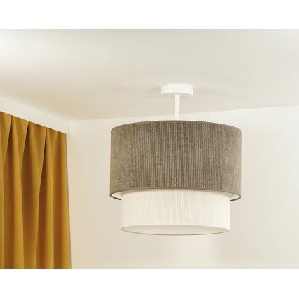 Duolla - Bevestigde hanglamp CORDUROY 1xE27/15W/230V diameter 40 cm bruin/crème