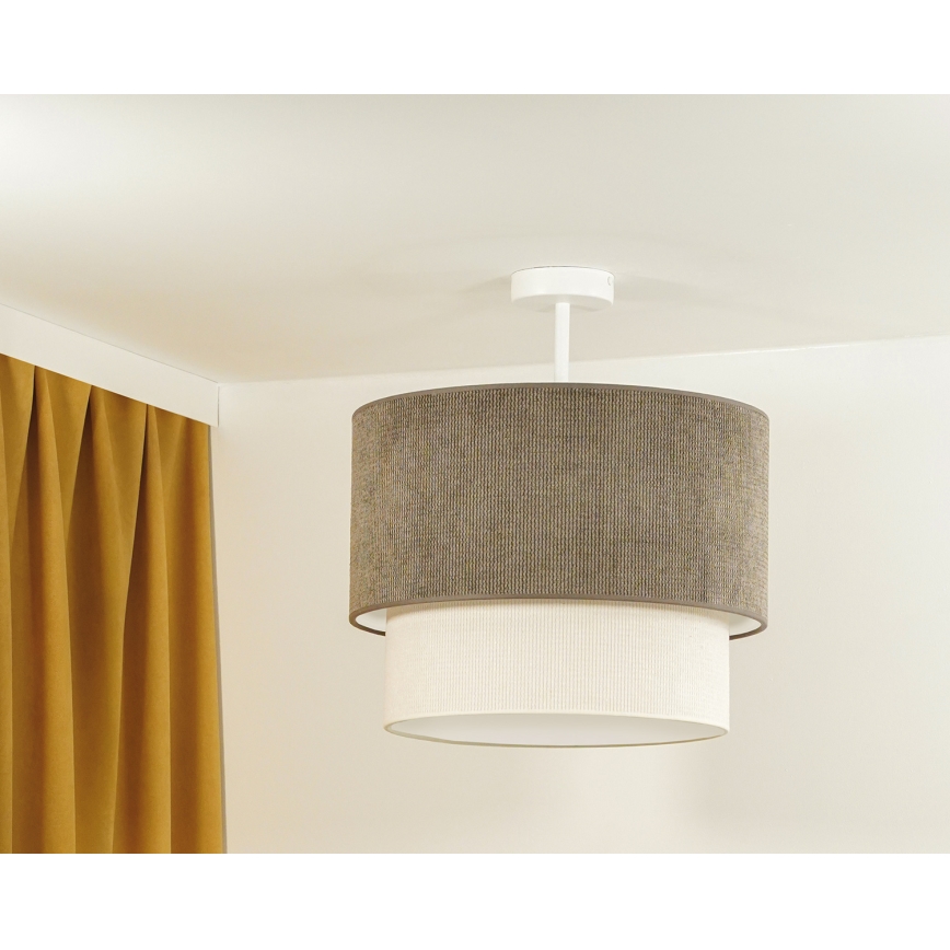 Duolla - Bevestigde hanglamp CORDUROY 1xE27/15W/230V diameter 40 cm bruin/crème