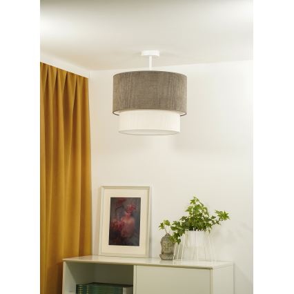 Duolla - Bevestigde hanglamp CORDUROY 1xE27/15W/230V diameter 40 cm bruin/crème