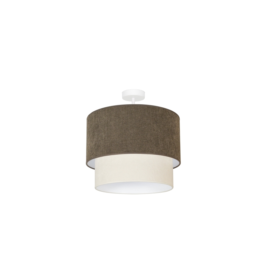 Duolla - Bevestigde hanglamp CORDUROY 1xE27/15W/230V diameter 40 cm bruin/crème