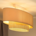 Duolla - Bevestigde hanglamp DOUBLE OVAL RATTAN 2xE27/15W/230V crème/rotan